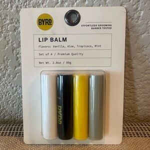 Byrd Set of 4 Lip Balms Vanilla Aloe Tropicoco Mint